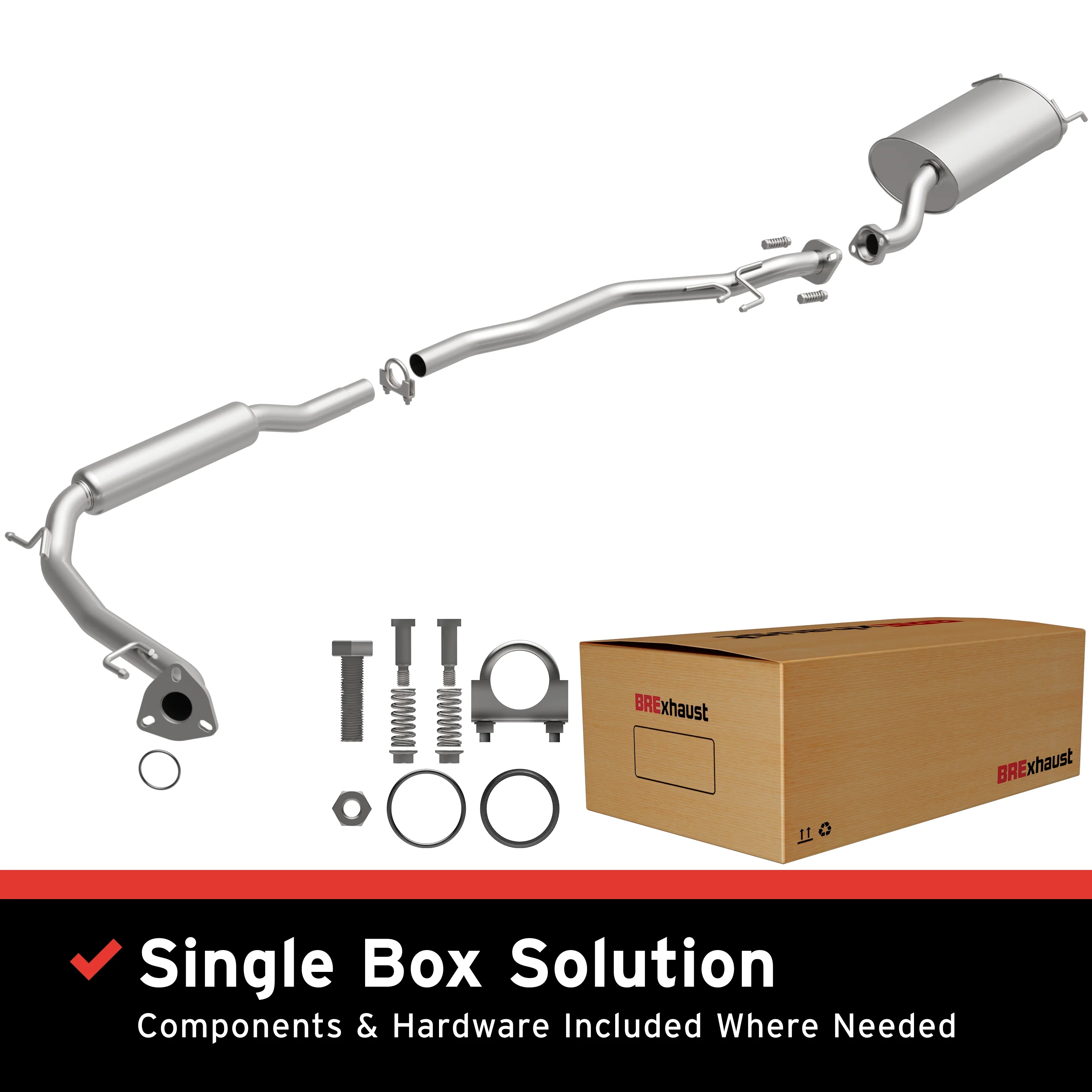 BRExhaust 2007-2008 Honda Fit 1.5L Direct-Fit Exhaust System Kit 106-0228