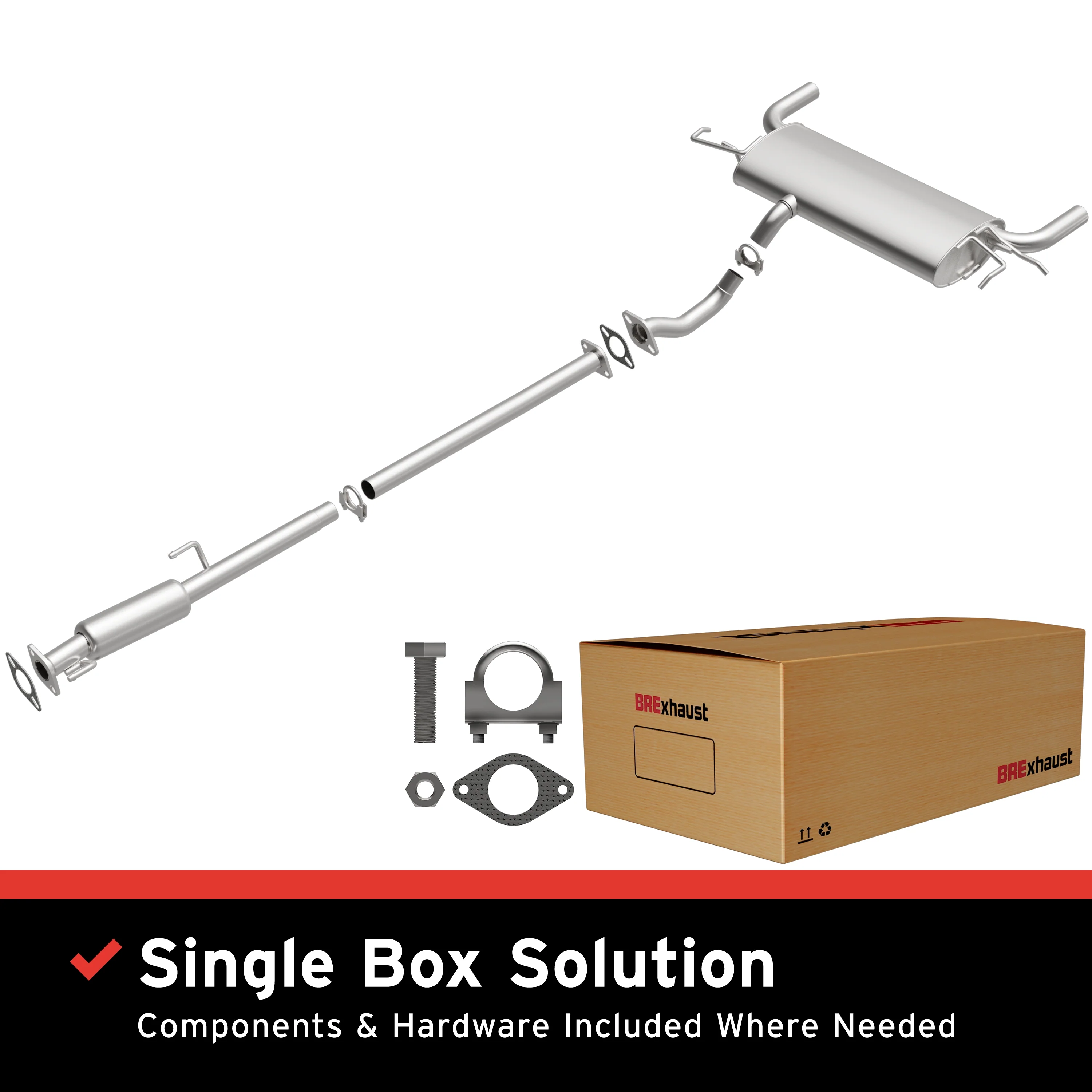 BRExhaust 2005-2008 Kia Sportage 2.7L | 2005-2008 Hyundai Tucson 2.7L Direct-Fit Exhaust System Kit 106-0343