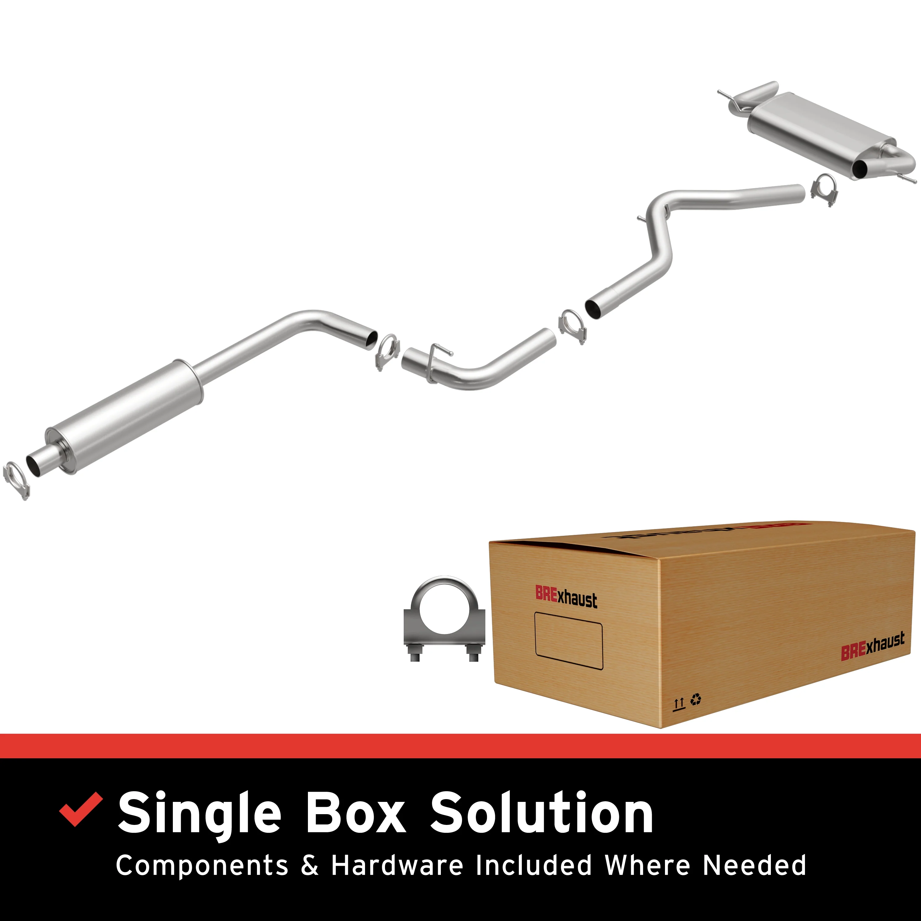 BRExhaust 2012-2018 Ford Focus 2.0L Direct-Fit Exhaust System Kit 106-0593