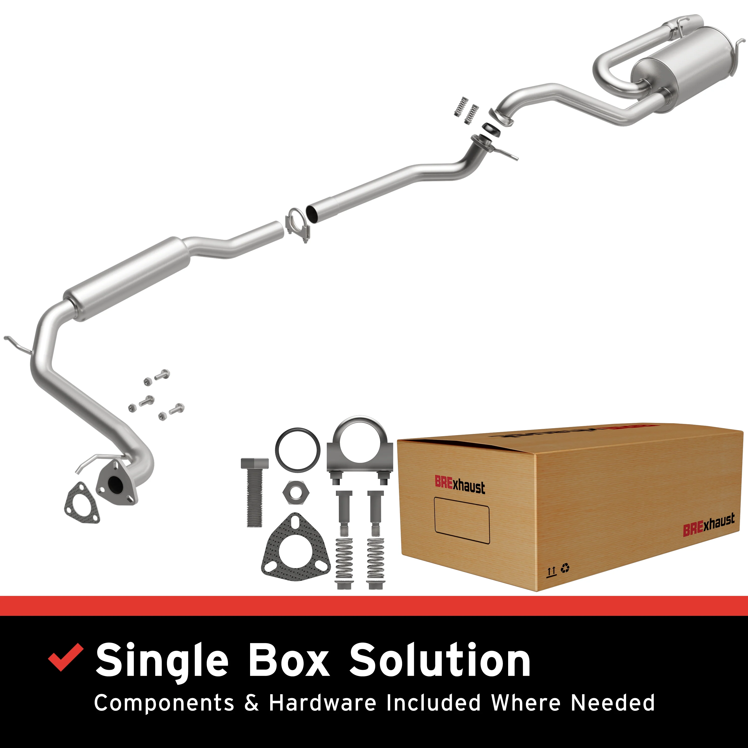 BRExhaust 2009-2013 Honda Fit 1.5L Direct-Fit Exhaust System Kit 106-0804