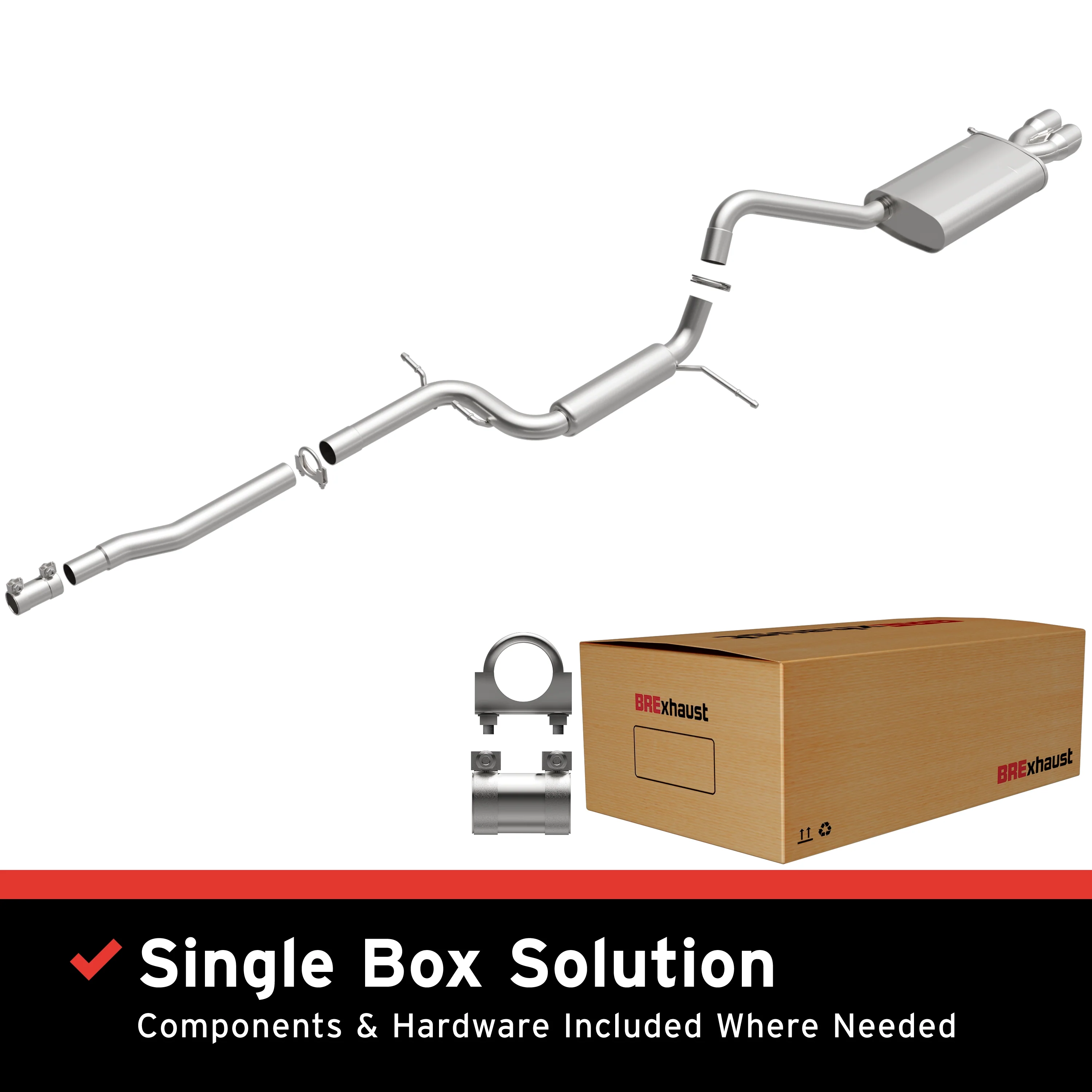 BRExhaust 2011-2014 Volkswagen Jetta S 2.0L Direct-Fit Exhaust System Kit 106-0886